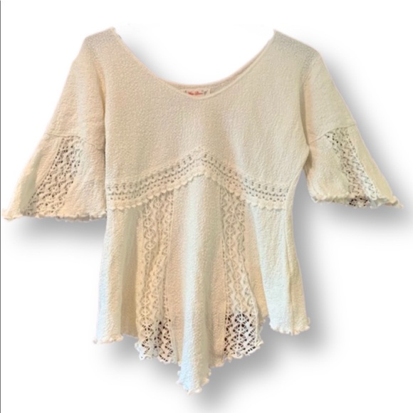 White Llama Tops - White Llama Hand Made Crochet Knit Sweater Top, Size Large